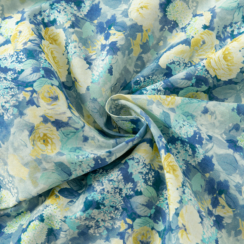 فستان بنات صيفي بطبعة زهرية من التول، أسلوب صيني عصري (يشمل زينة تدلي من الخيوط الصينية)