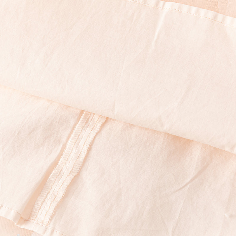 فستان شبكي وردي فاتح لحمي صيفي للفتيات مع تطريز ووشاح كتف زخرفي (يشمل حقيبة كروس)