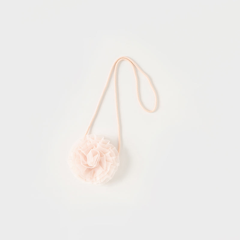 فستان شبكي وردي فاتح لحمي صيفي للفتيات مع تطريز ووشاح كتف زخرفي (يشمل حقيبة كروس)