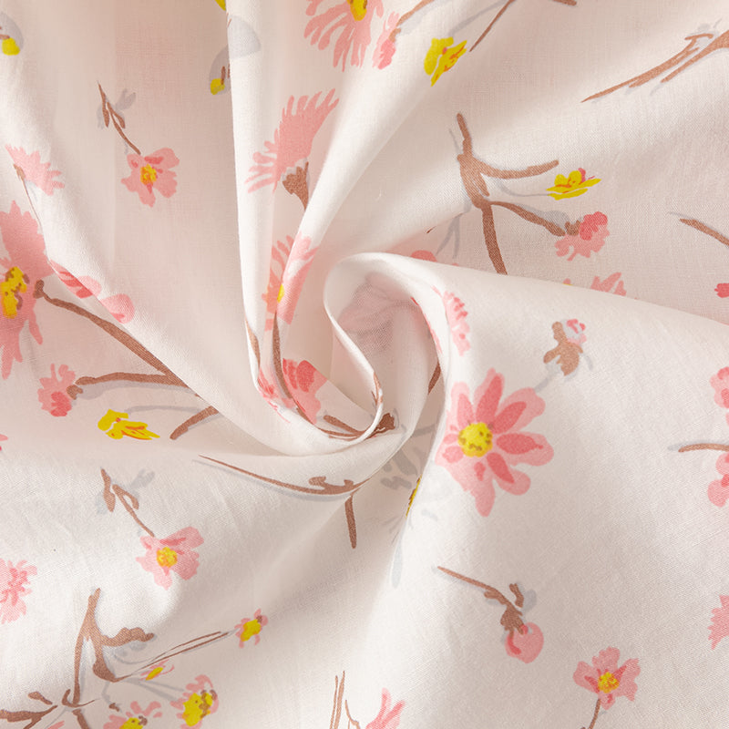 فستان بنات صيفي بطبعة زهرية من التول، أسلوب يومي(يشمل حقيبة كروس)