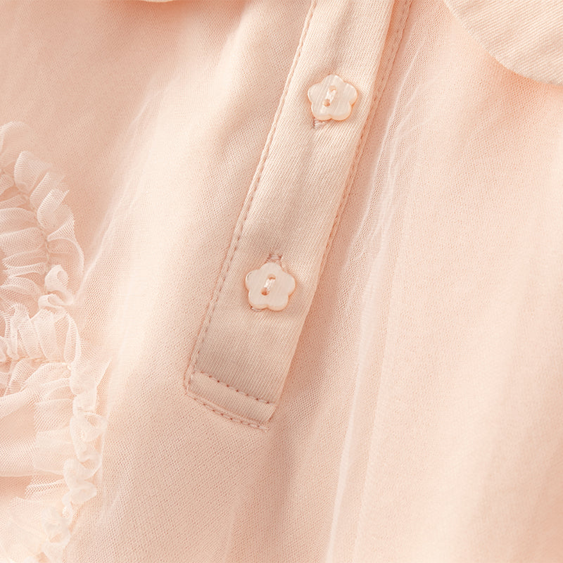 فستان بنات صيفي من التول باللون الوردي بتصميم لطيف