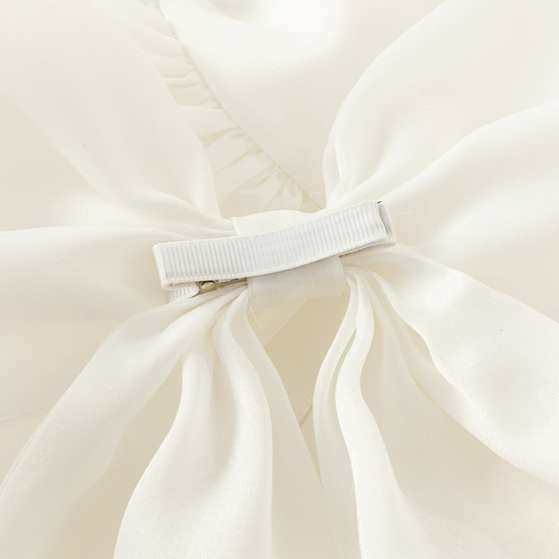 فستان صيفي فاخر للبنات الصغيرات من التول الأبيض بدون أكمام