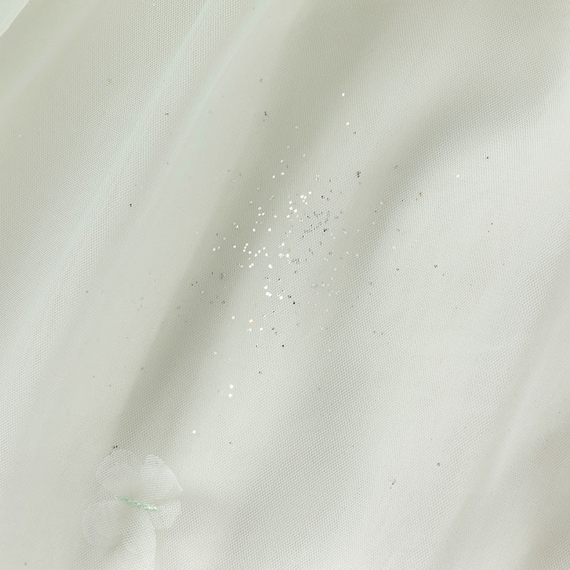 فستان بنات صيفي من التول باللون الأخضر النعناعي بأسلوب غير رسمي