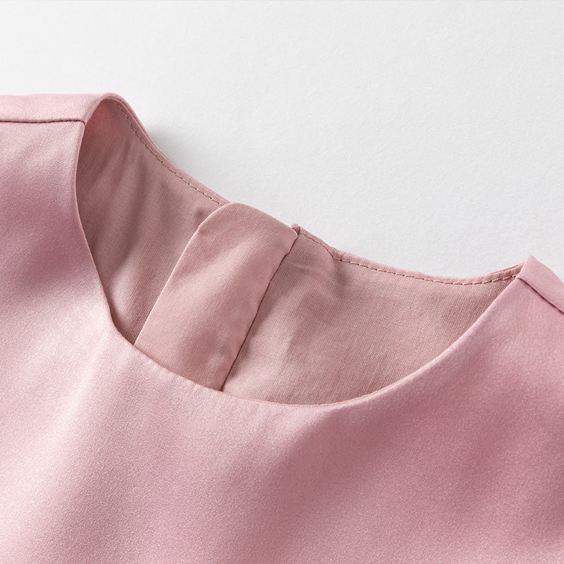 فستان صيفي للبنات بدون أكمام من التول باللون الأرجواني الوردي مع تطريز فاخر