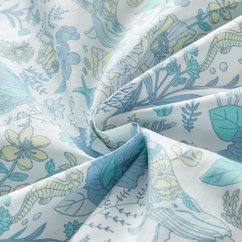 فستان بنات صيفي من القطن بطبعة زهرية (يشمل ربطة شعر من نفس السلسلة)