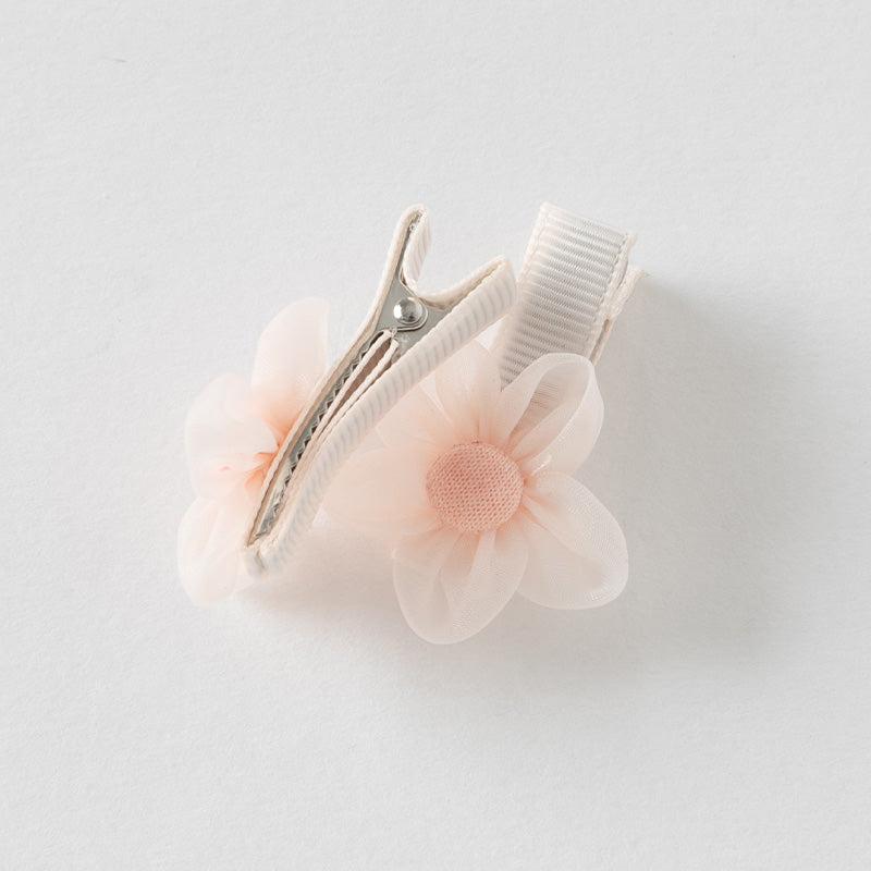 طقم مشابك شعر بناتي من الزهور الشفافة باللون الوردي للأطفال