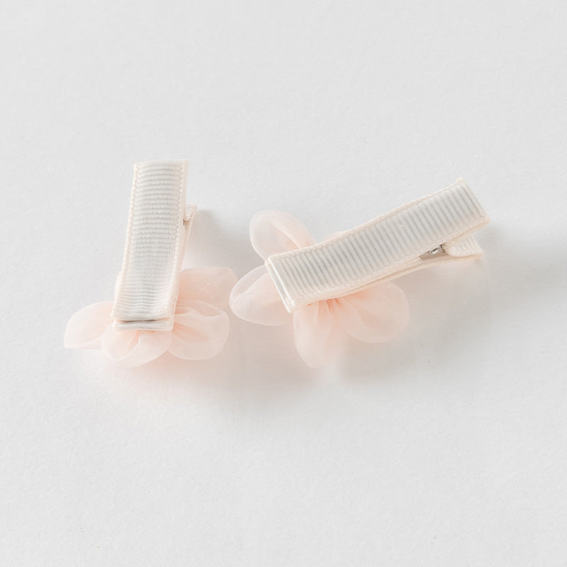 طقم مشابك شعر بناتي من الزهور الشفافة باللون الوردي للأطفال