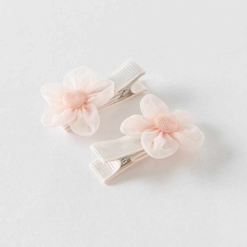 طقم مشابك شعر بناتي من الزهور الشفافة باللون الوردي للأطفال