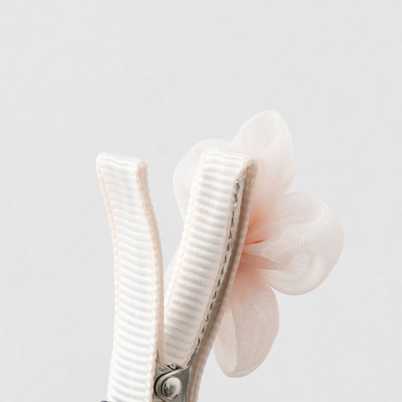 طقم مشابك شعر بناتي من الزهور الشفافة باللون الوردي للأطفال