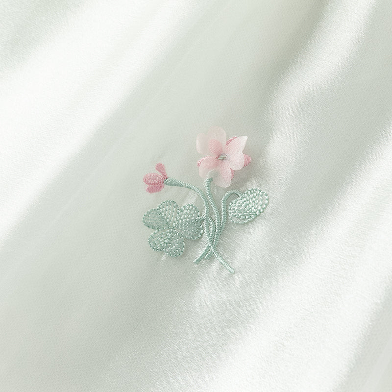 فستان صيفي للبنات الصغيرات من التول باللون الأخضر بتصميم صيني على شكل حرف A