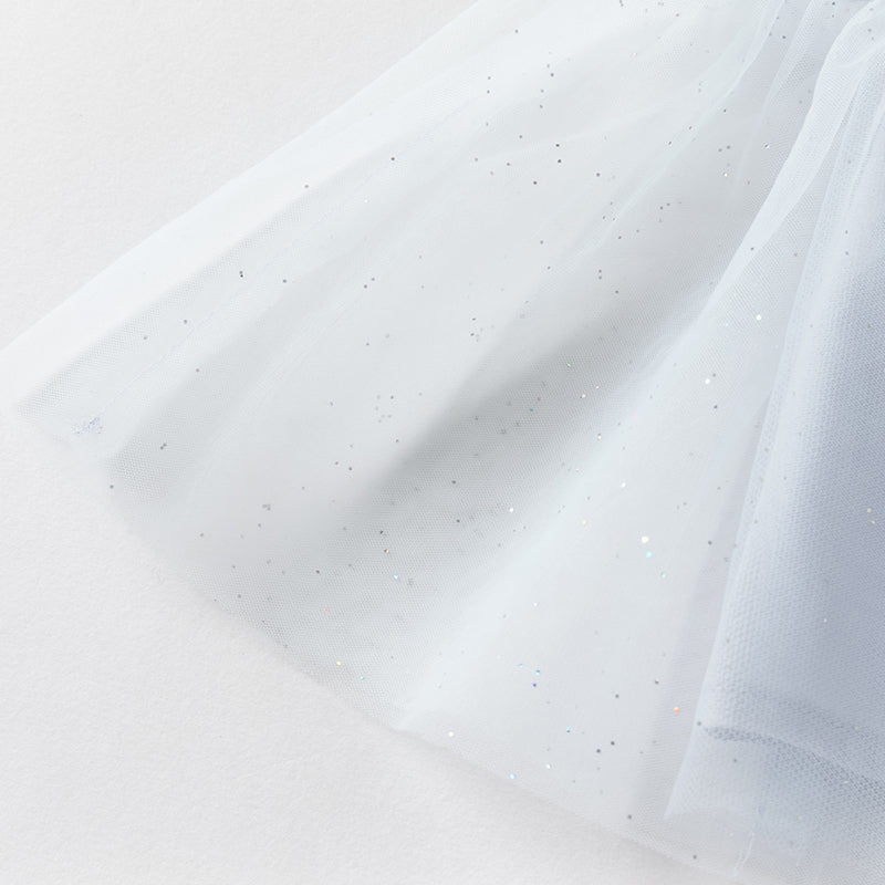 فستان صيفي للبنات الصغيرات من التول باللون بنفسجي مزرق بتصميم صيني