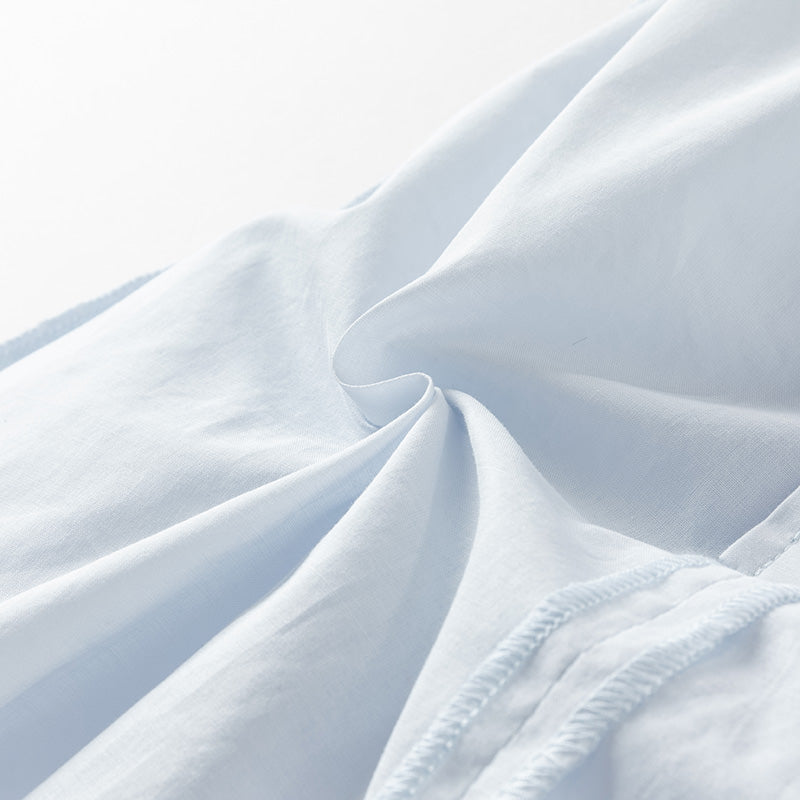 فستان بنات صيفي من التول باللون الأزرق بأسلوب لطيف