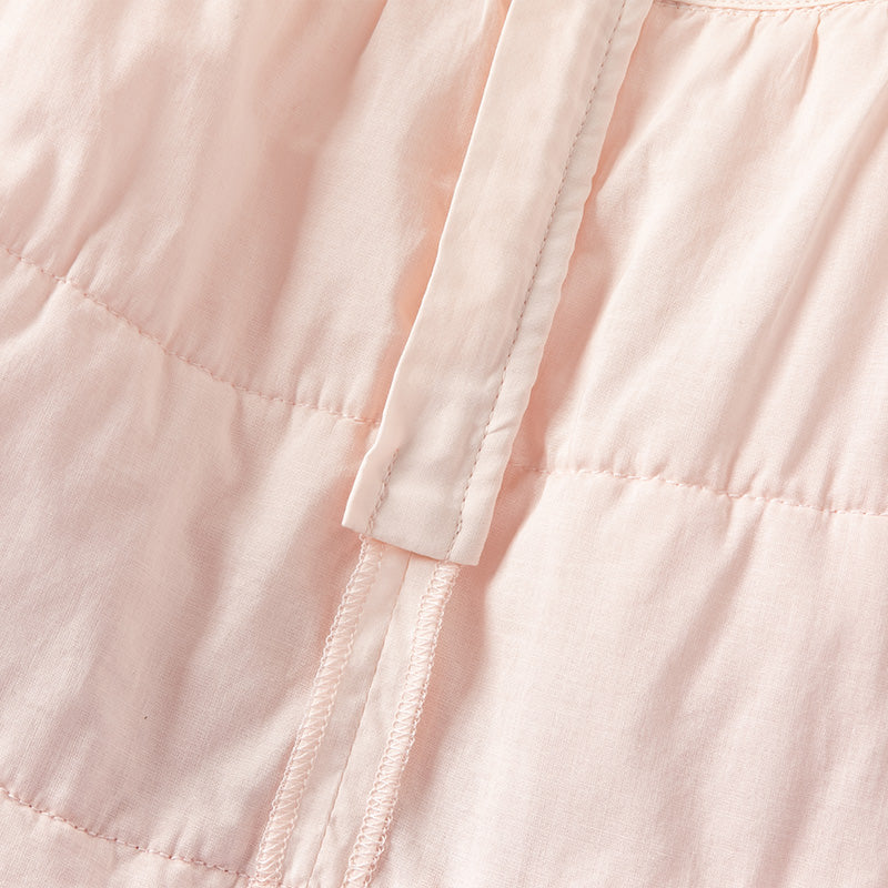 فستان صيفي للبنات الصغيرات من التول الوردي بتدرج ألوان تصميم كيك بأكمام فقاعة لطيفة
