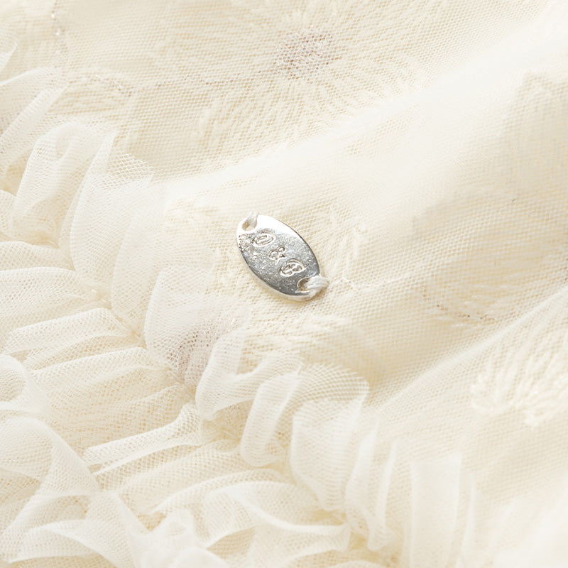 فستان أميرة شبكي للفتيات الصغيرات في الصيف باللون الأصفر الفاتح بدون أكمام مع تطريز