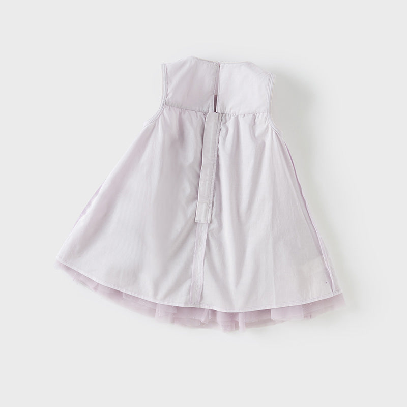 فستان أميرة شبكي بدون أكمام بتصميم فراشة ثلاثية الأبعاد باللون البنفسجي لفتيات صغيرات في الصيف