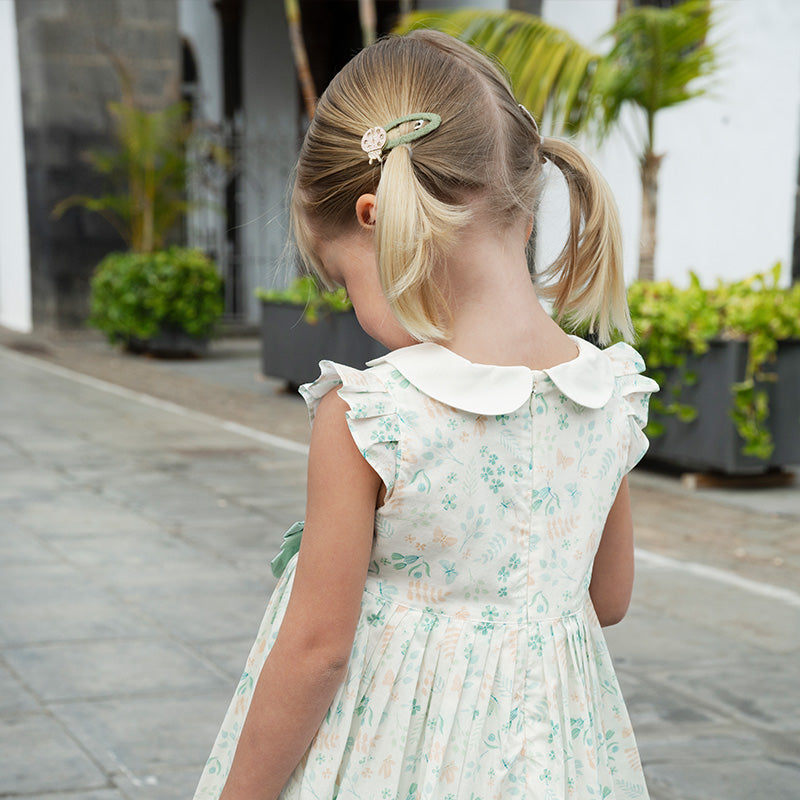 فستان بنات صيفي من القطن بأكمام كاب مع طبعة زهرية، أسلوب لطيف