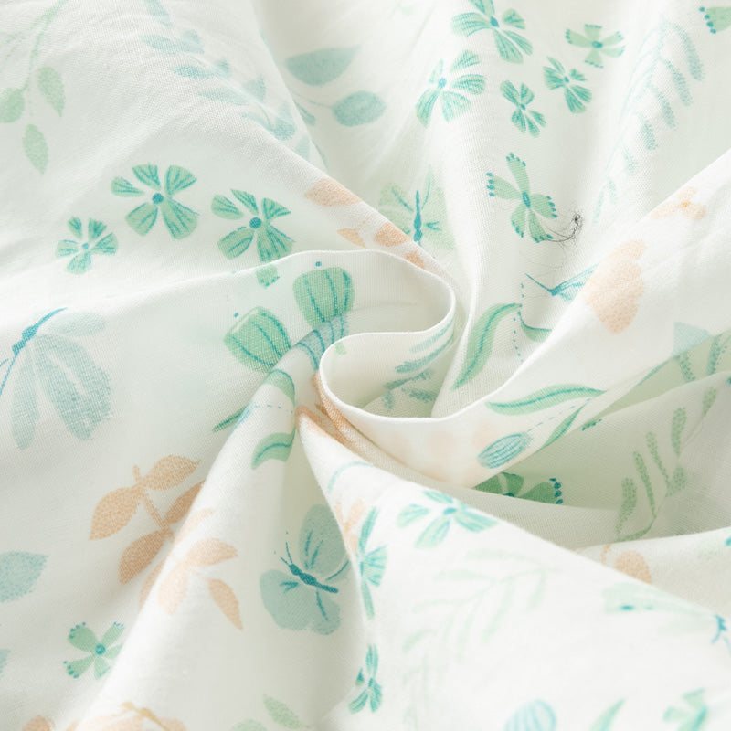 فستان بنات صيفي من القطن بأكمام كاب مع طبعة زهرية، أسلوب لطيف