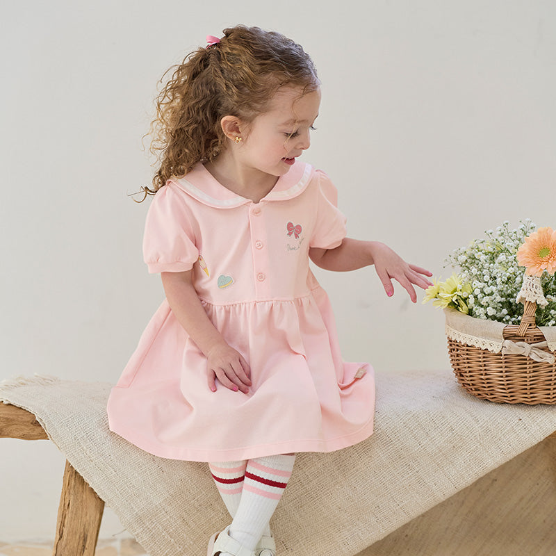 فستان بنات صيفي وردي بأسلوب لطيف