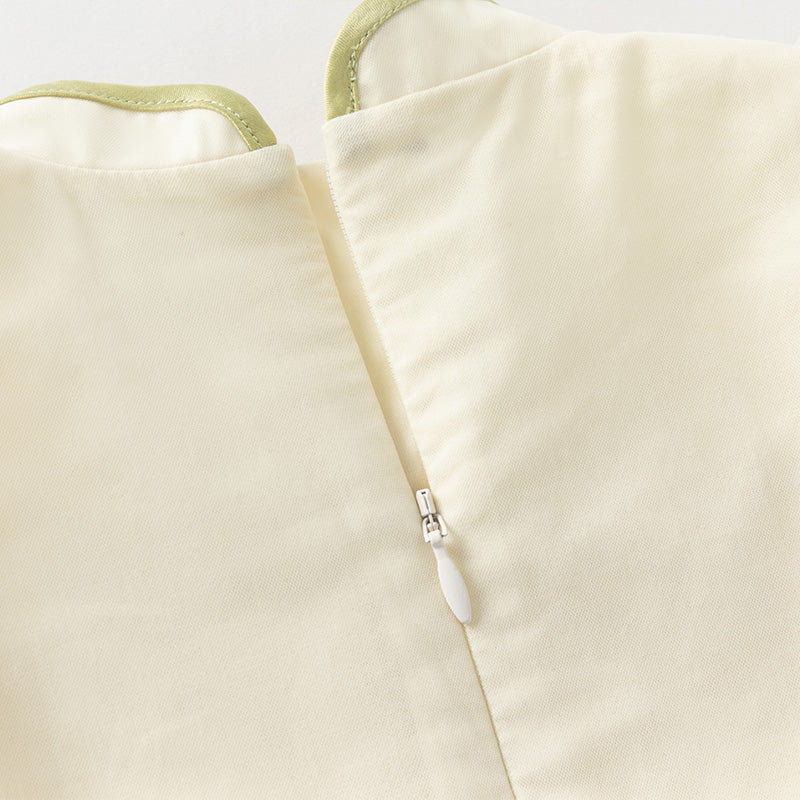 فستان بنات صيفي من التول باللون الأصفر الفاتح بأسلوب صيني عصري