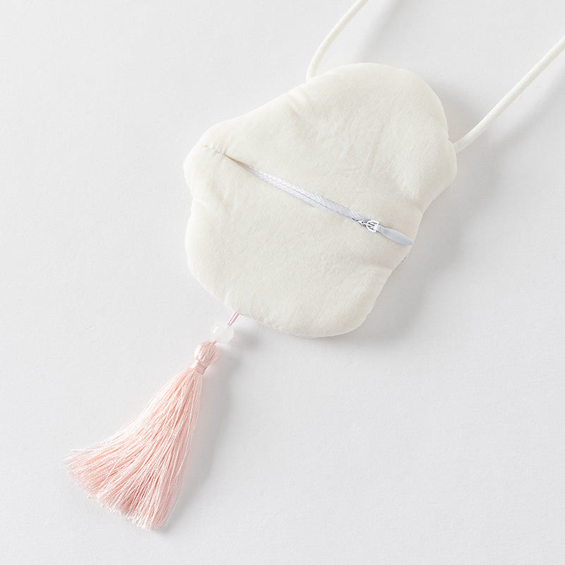 فستان بنات صيفي من التول باللون البيج بأسلوب صيني عصري (يشمل حقيبة كروس)