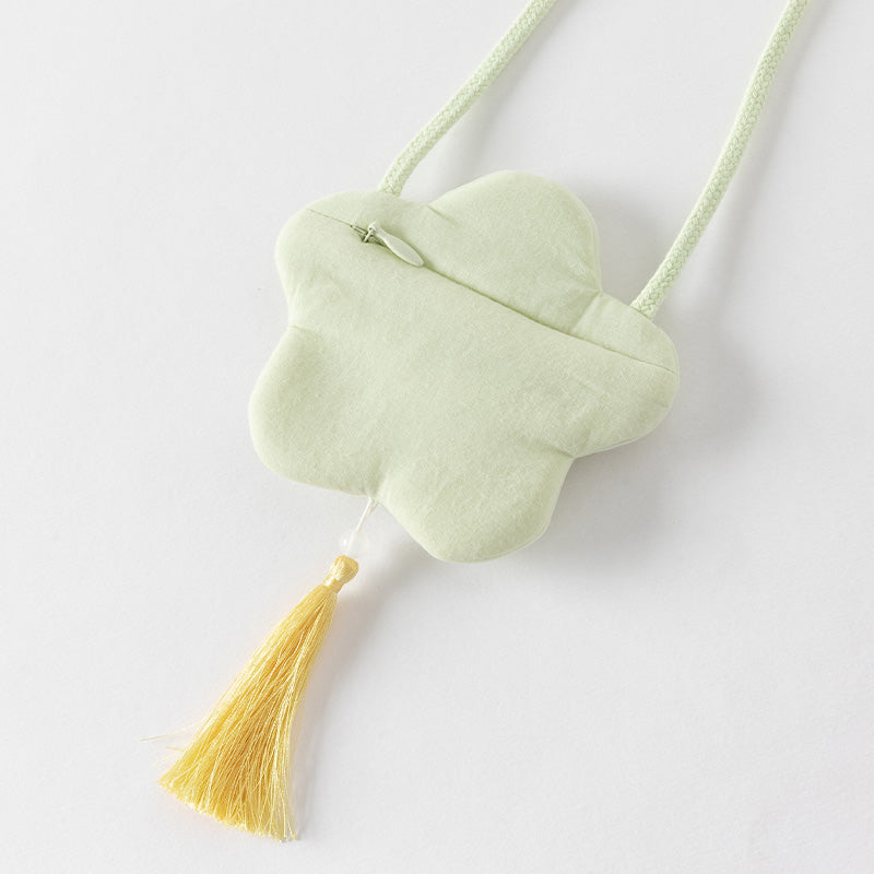 فستان بنات صيفي من التول باللون الأخضر الفاصولياء بأسلوب صيني عصري (يشمل حقيبة كروس)