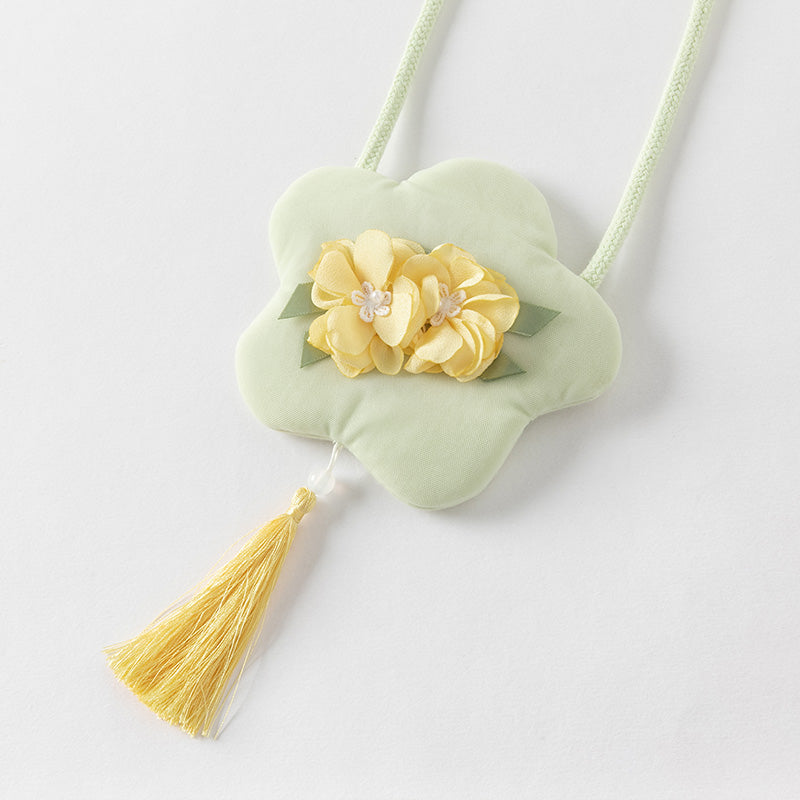 فستان بنات صيفي من التول باللون الأخضر الفاصولياء بأسلوب صيني عصري (يشمل حقيبة كروس)