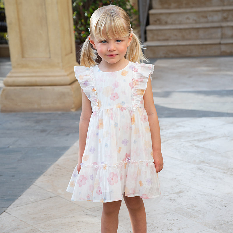 فستان أميرة شبكي بطبعة زهور للبنات بدون أكمام لفصل الصيف بتصميم عصري وبسيط