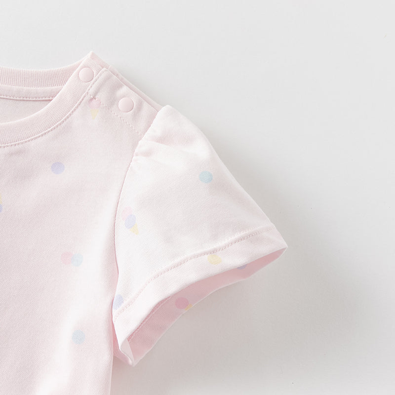 فستان بنات صيفي من القطن باللون الوردي بأسلوب غير رسمي (يشمل حقيبة كروس)