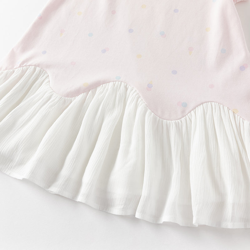 فستان بنات صيفي من القطن باللون الوردي بأسلوب غير رسمي (يشمل حقيبة كروس)