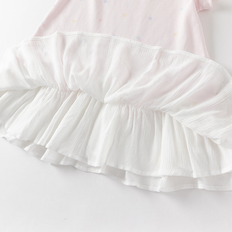 فستان بنات صيفي من القطن باللون الوردي بأسلوب غير رسمي (يشمل حقيبة كروس)