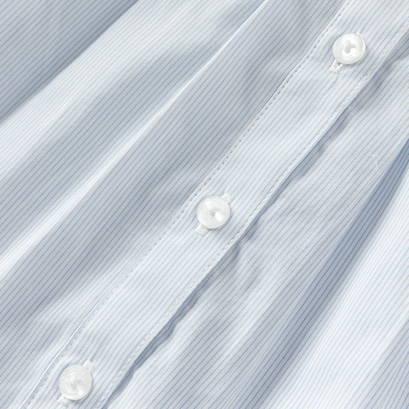 فستان بنات صيفي من القطن بدون أكمام مخطط بالأزرق والأبيض (يشمل حقيبة كروس)