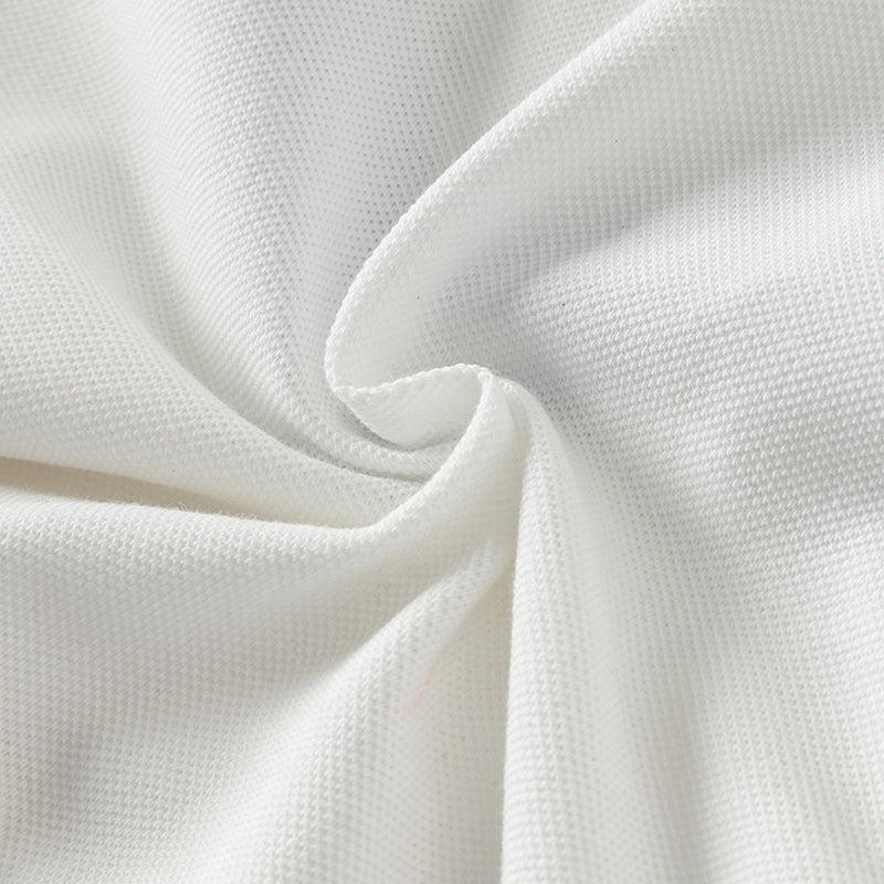 فستان بنات صيفي أبيض بياقة بولو، أسلوب رياضي