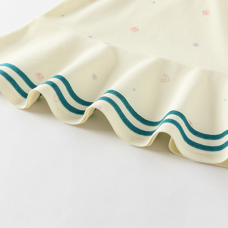 فستان بنات صيفي بدون أكمام باللون الوردي/الأصفر بتصميم رياضي وياقة بولو