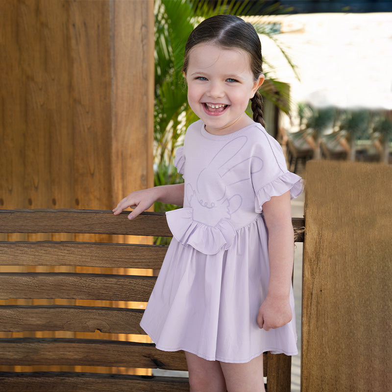 فستان بنات صيفي بنفسجي من القطن بأسلوب لطيف