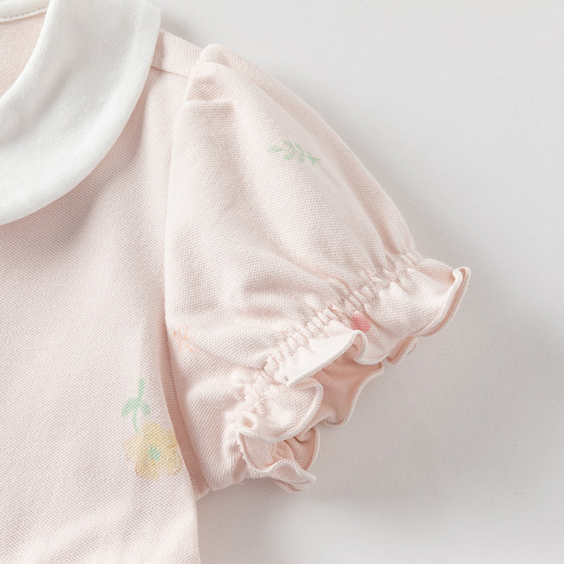 فستان بنات صيفي قطني بطبعة وردية، أسلوب لطيف