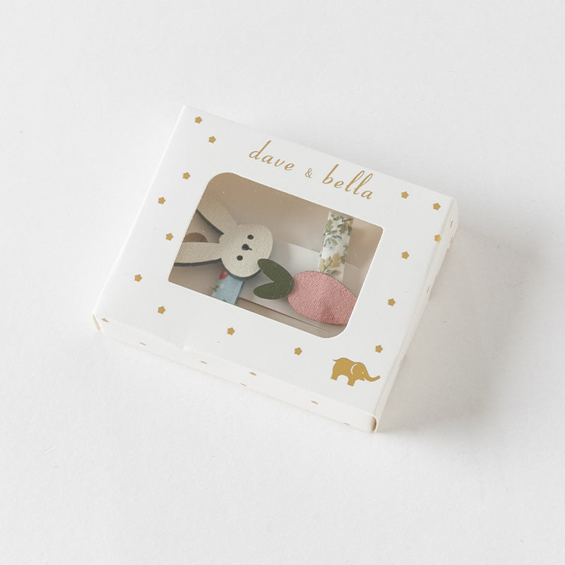 مجموعة مشابك شعر للبنات الصغيرات بطابع كرتوني – 4 تصاميم (يونيكورن / فراشة / دعسوقة / أرنب) من القماش مع لمسات لامعة