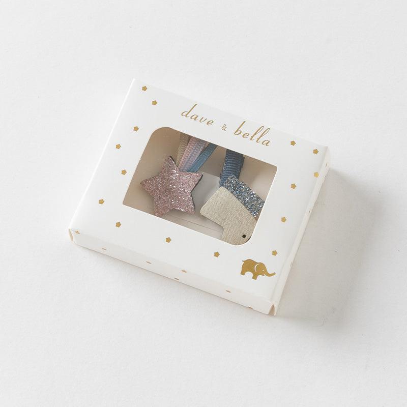 مجموعة مشابك شعر للبنات الصغيرات بطابع كرتوني – 4 تصاميم (يونيكورن / فراشة / دعسوقة / أرنب) من القماش مع لمسات لامعة