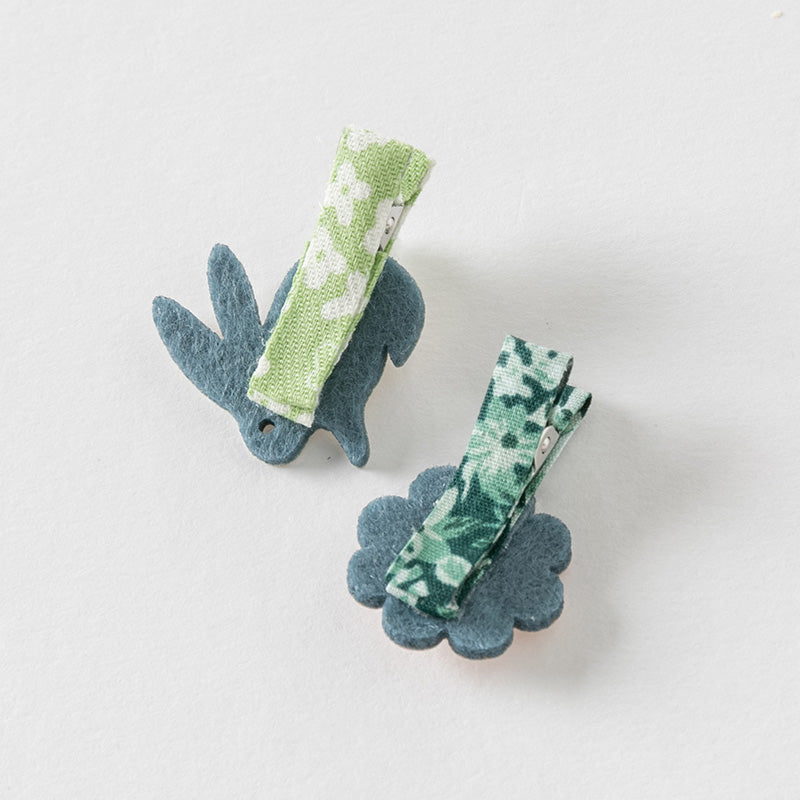 طقم مشابك شعر للأطفال - 4 تصاميم (المحيط / الأرنب / الحلزون / النجوم) إكسسوارات شعر من القماش واللمعان