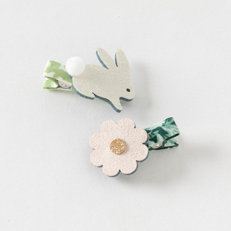 طقم مشابك شعر للأطفال - 4 تصاميم (المحيط / الأرنب / الحلزون / النجوم) إكسسوارات شعر من القماش واللمعان