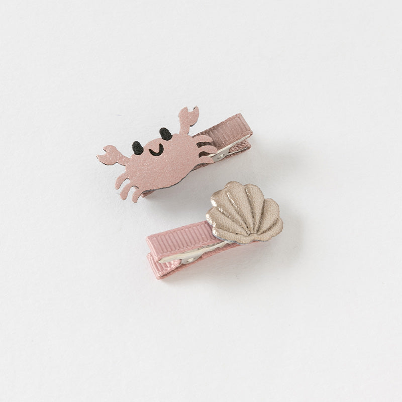 طقم مشابك شعر للأطفال - 4 تصاميم (المحيط / الأرنب / الحلزون / النجوم) إكسسوارات شعر من القماش واللمعان