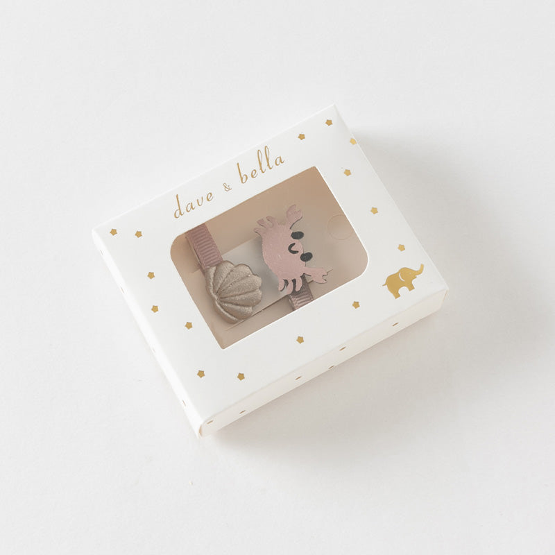 طقم مشابك شعر للأطفال - 4 تصاميم (المحيط / الأرنب / الحلزون / النجوم) إكسسوارات شعر من القماش واللمعان