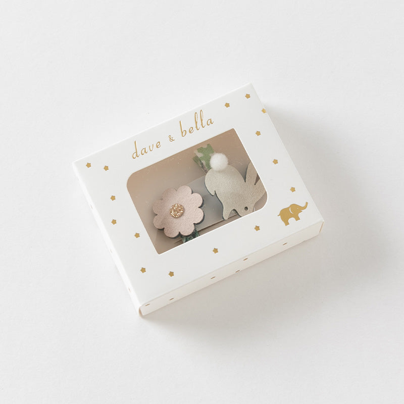 طقم مشابك شعر للأطفال - 4 تصاميم (المحيط / الأرنب / الحلزون / النجوم) إكسسوارات شعر من القماش واللمعان