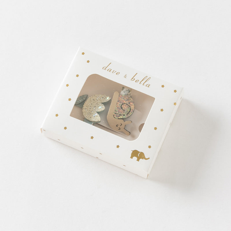 طقم مشابك شعر للأطفال - 4 تصاميم (المحيط / الأرنب / الحلزون / النجوم) إكسسوارات شعر من القماش واللمعان