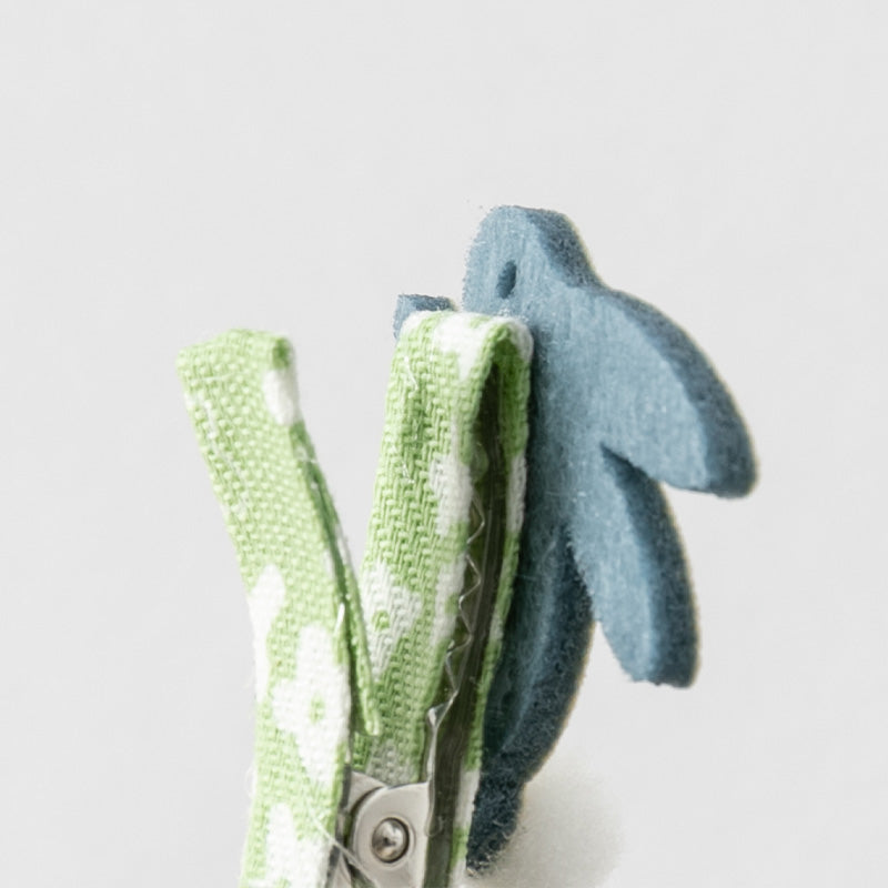 طقم مشابك شعر للأطفال - 4 تصاميم (المحيط / الأرنب / الحلزون / النجوم) إكسسوارات شعر من القماش واللمعان