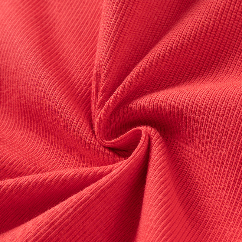 فستان شبكي غير رسمي للفتيات الصغيرات في الصيف باللون الأحمر وأكمام قصيرة