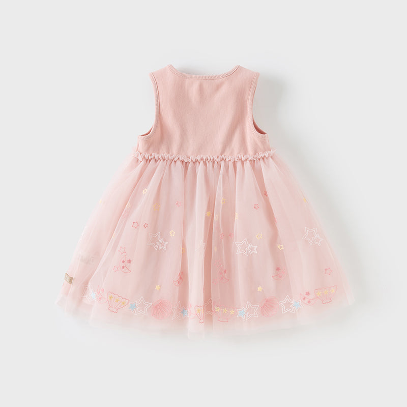 فستان صيفي للبنات من التول الوردي بتصميم أميرة أنيق