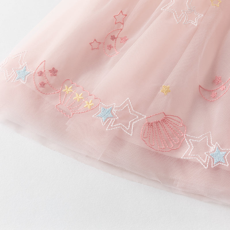 فستان صيفي للبنات من التول الوردي بتصميم أميرة أنيق