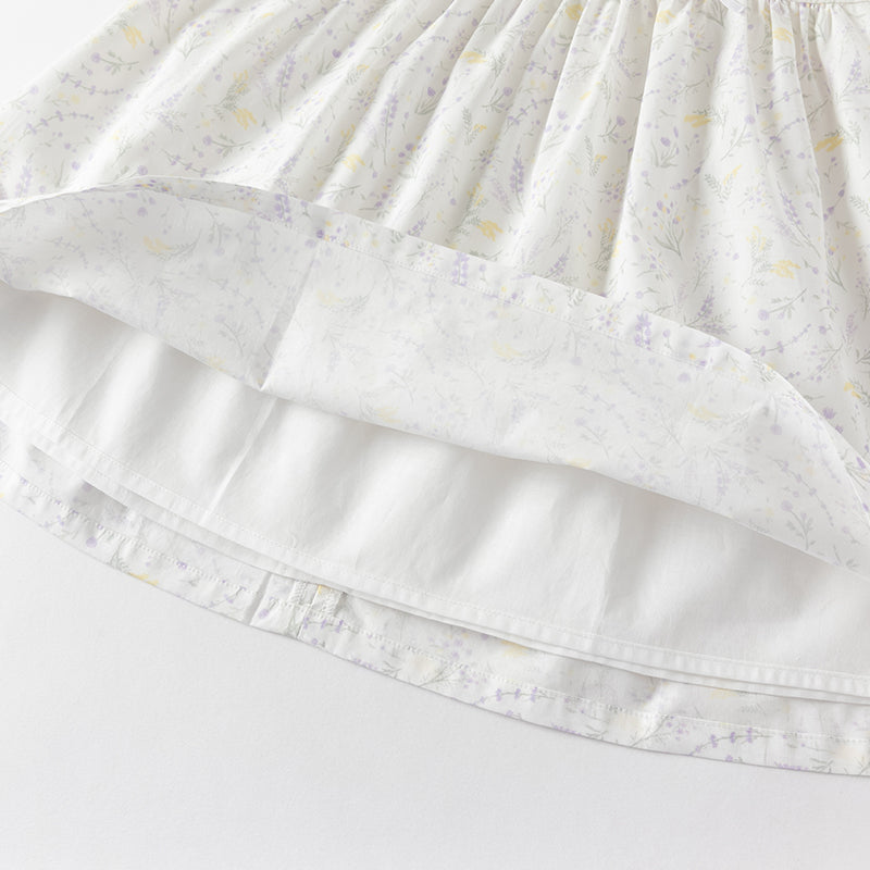 فستان بنات صيفي من القطن الخالص بأكمام كاب بطباعة زهرية بأسلوب لطيف