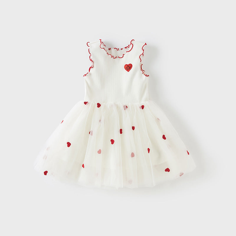 فستان شبكي أبيض بدون أكمام للفتيات للصيف