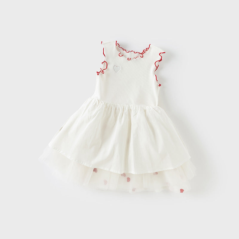 فستان شبكي أبيض بدون أكمام للفتيات للصيف